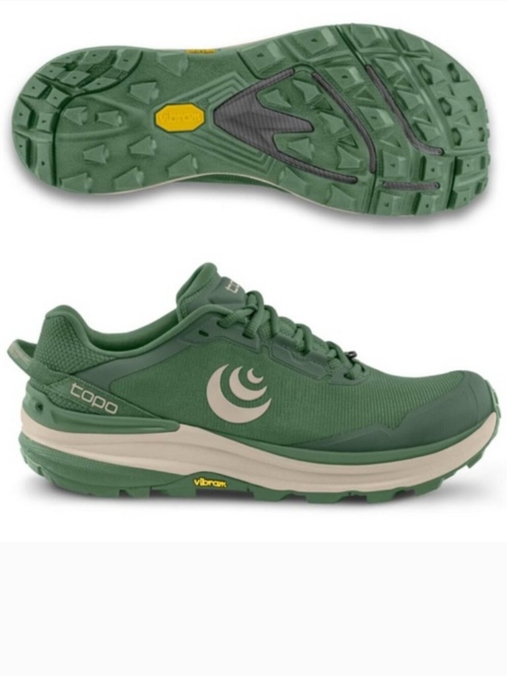 TOPO Athletic Traverse Hiking Trail Running Shoes Sage Green / Tan Sz 10 Wide